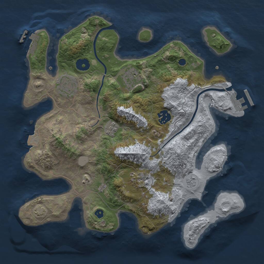Rust Map: Procedural Map, Size: 3000, Seed: 29547531, 10 Monuments