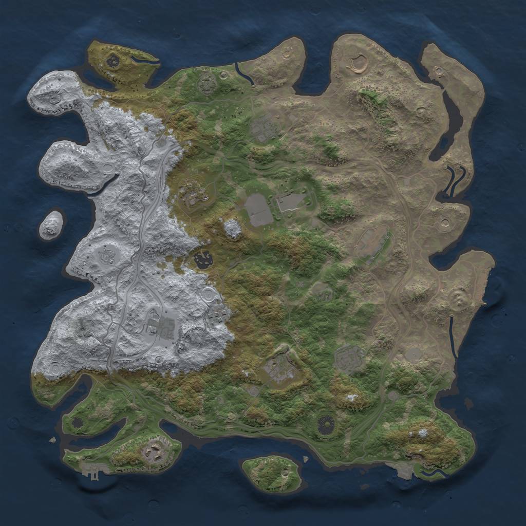 Rust Map: Procedural Map, Size: 4250, Seed: 713649954, 19 Monuments