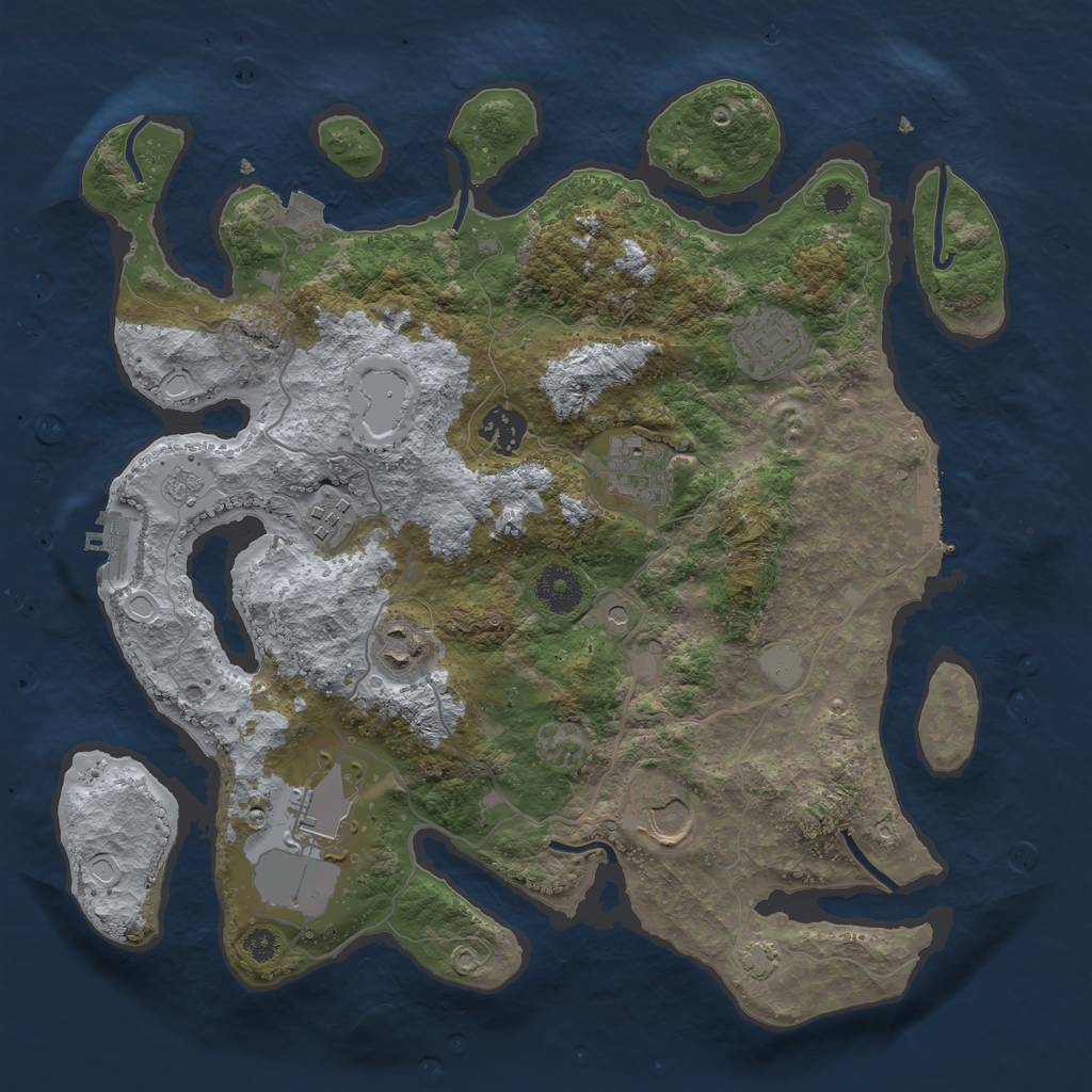 Rust Map: Procedural Map, Size: 3500, Seed: 24114972, 15 Monuments