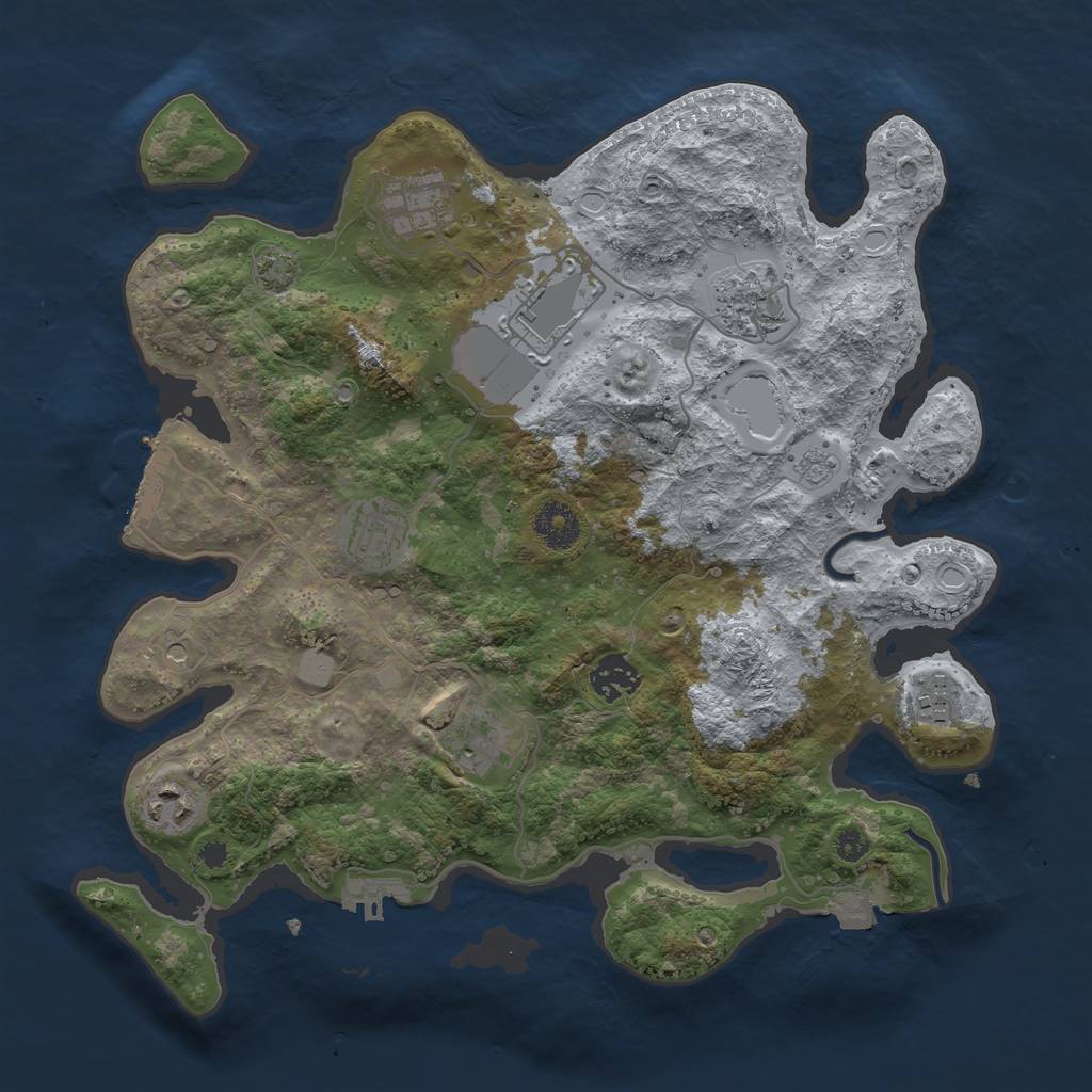 Rust Map: Procedural Map, Size: 3500, Seed: 2147276750, 16 Monuments