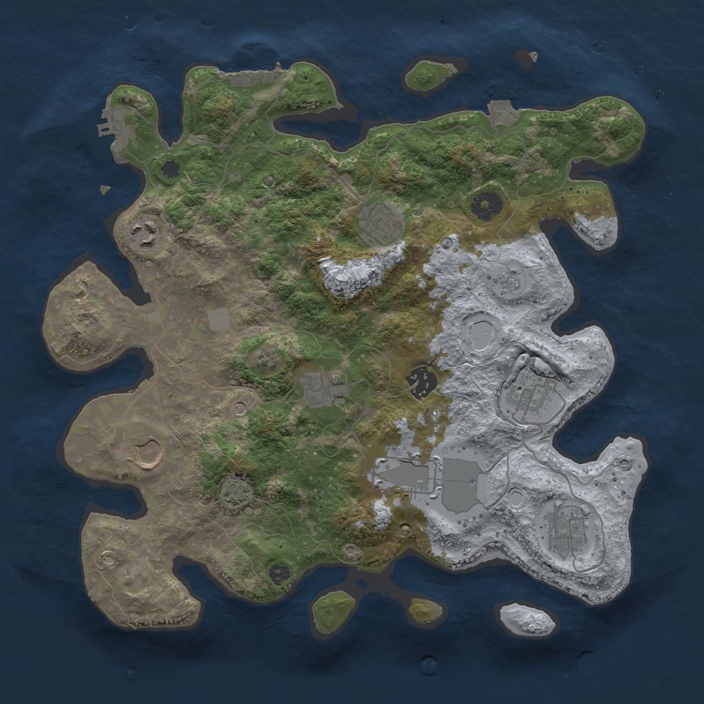 Rust Map: Procedural Map, Size: 3500, Seed: 1749243019, 16 Monuments