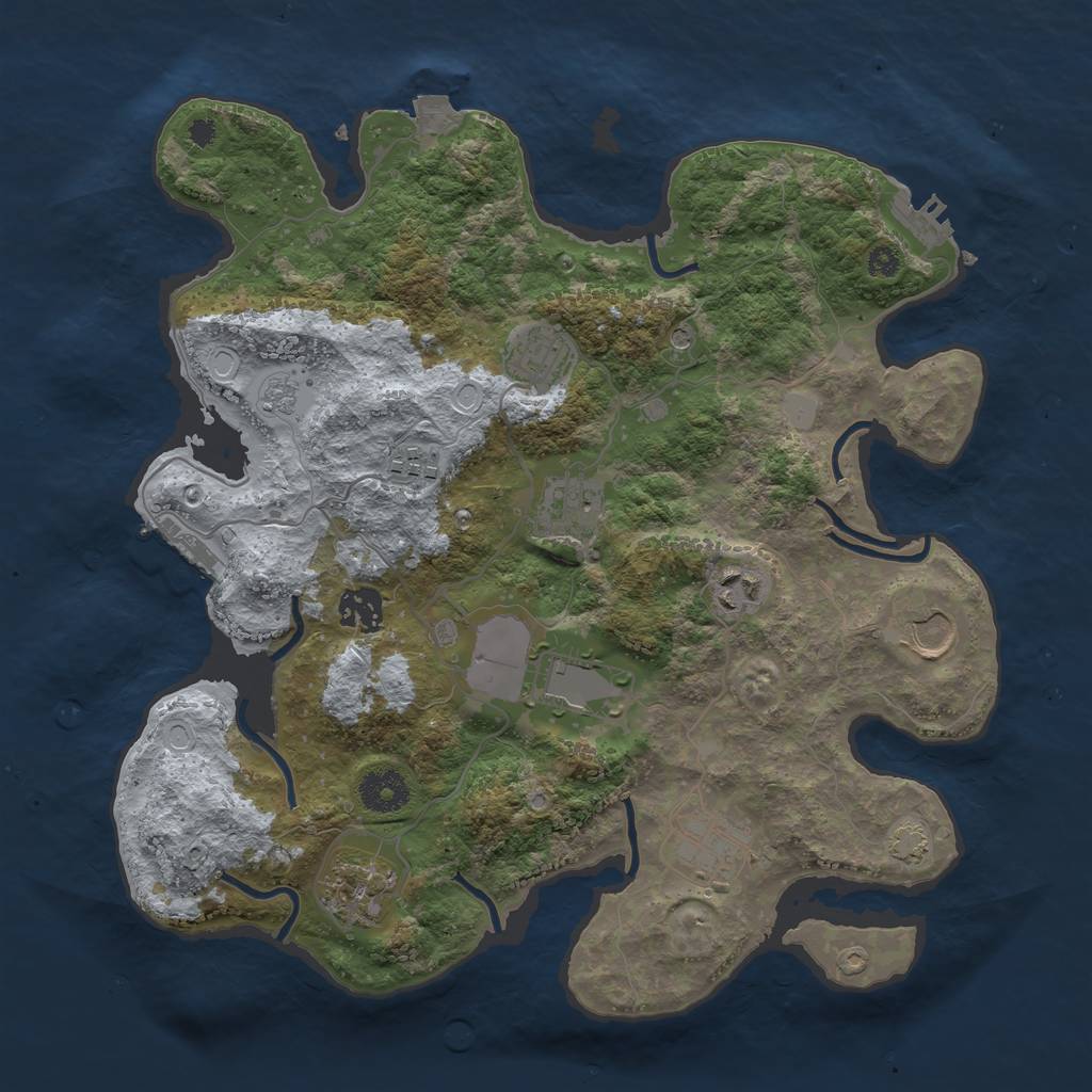Rust Map: Procedural Map, Size: 3500, Seed: 85207, 17 Monuments