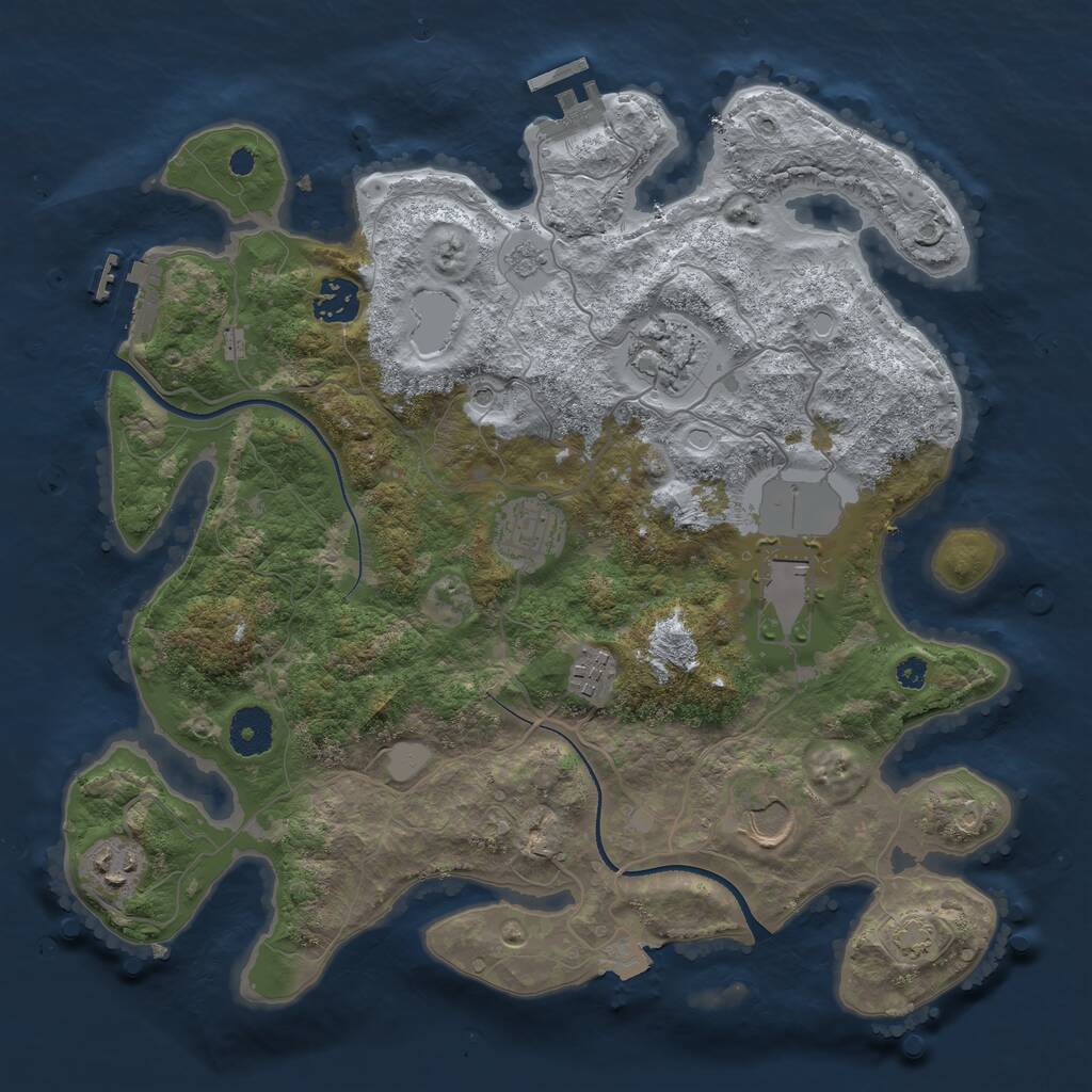 Rust Map: Procedural Map, Size: 3500, Seed: 1265618673, 13 Monuments