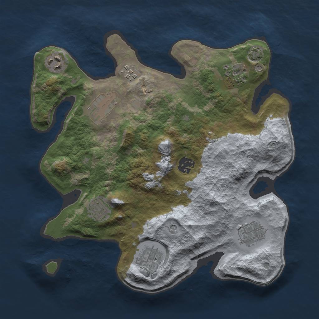 Rust Map: Barren, Size: 3000, Seed: 1796803589, 12 Monuments
