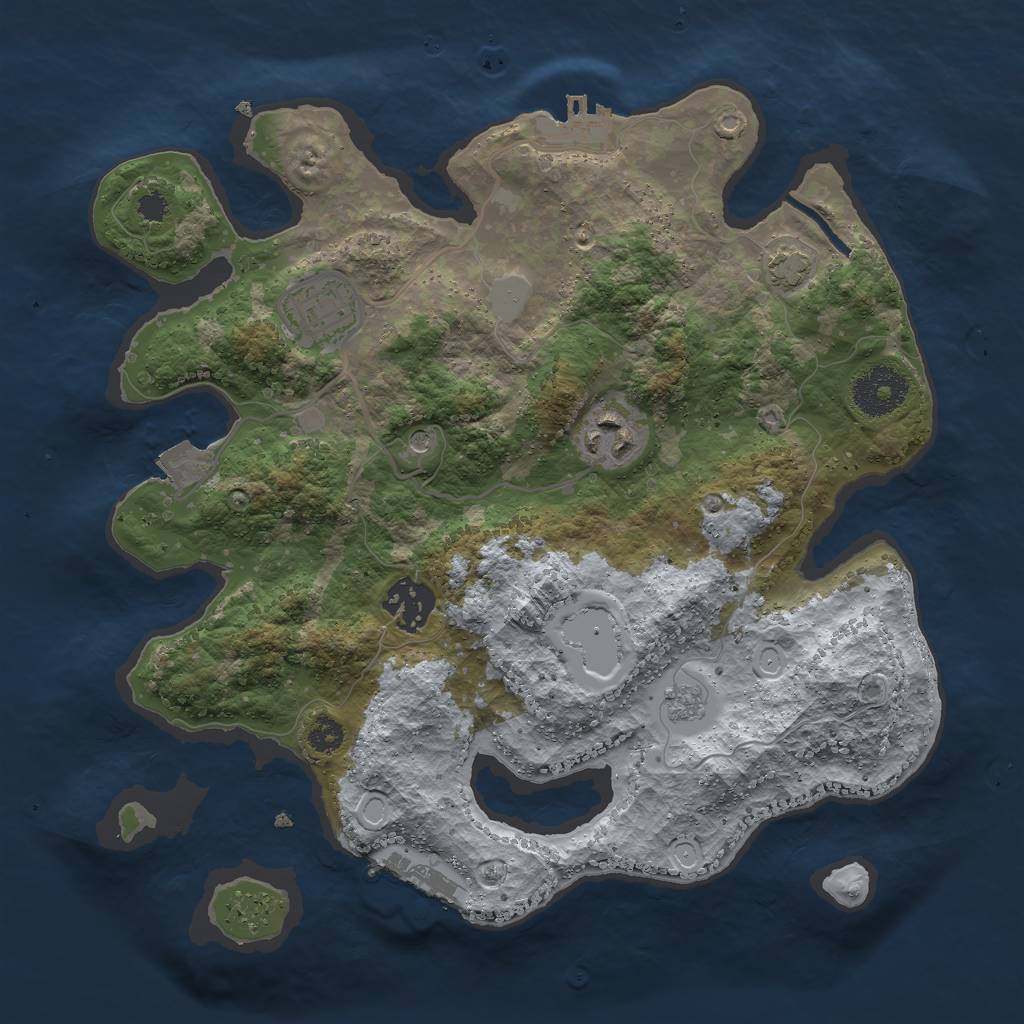 Rust Map: Procedural Map, Size: 3000, Seed: 13795, 11 Monuments