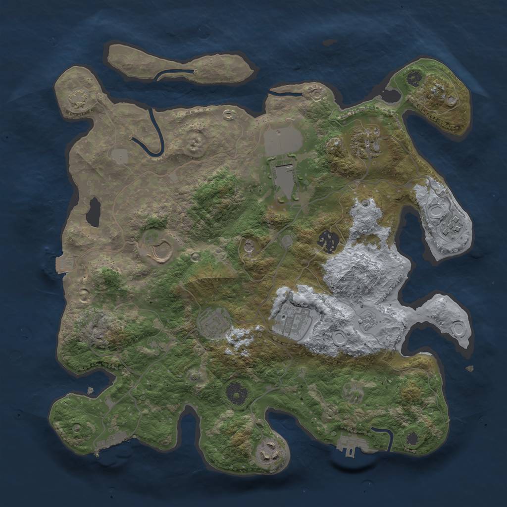 Rust Map: Procedural Map, Size: 3500, Seed: 813743795, 16 Monuments