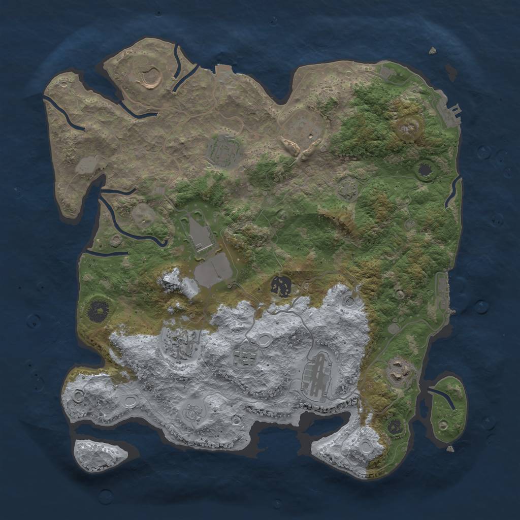 Rust Map: Procedural Map, Size: 3600, Seed: 3112051, 17 Monuments