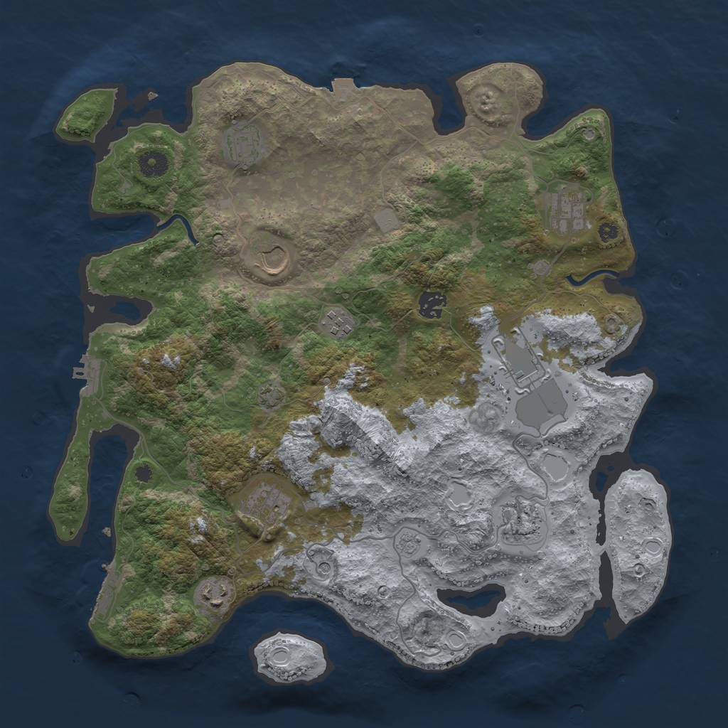 Rust Map: Procedural Map, Size: 3850, Seed: 98303402, 17 Monuments
