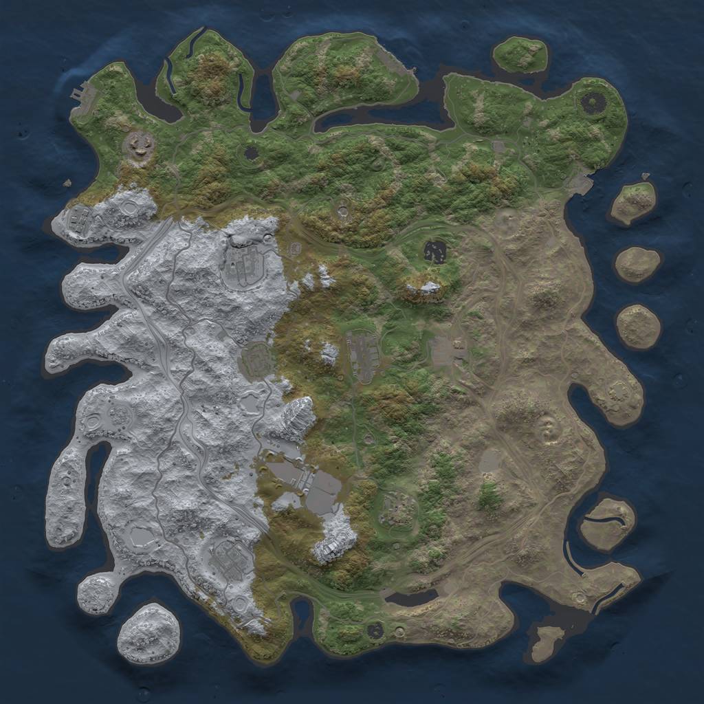 Rust Map: Procedural Map, Size: 4400, Seed: 22917341, 18 Monuments