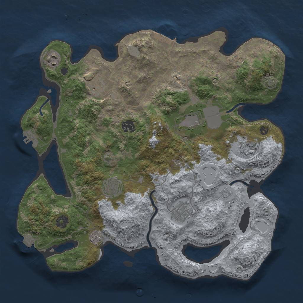 Rust Map: Procedural Map, Size: 3500, Seed: 76224247, 16 Monuments