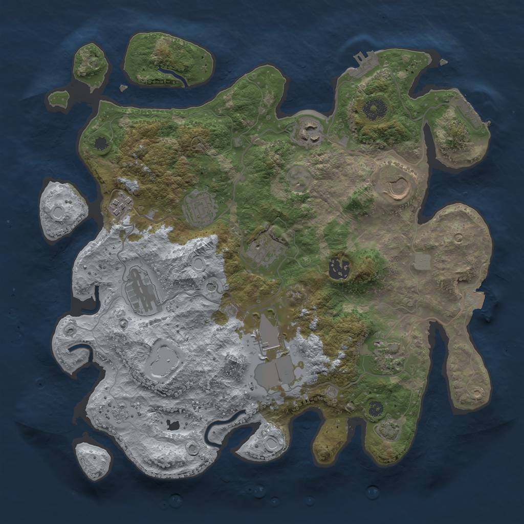 Rust Map: Procedural Map, Size: 3500, Seed: 4645125, 17 Monuments