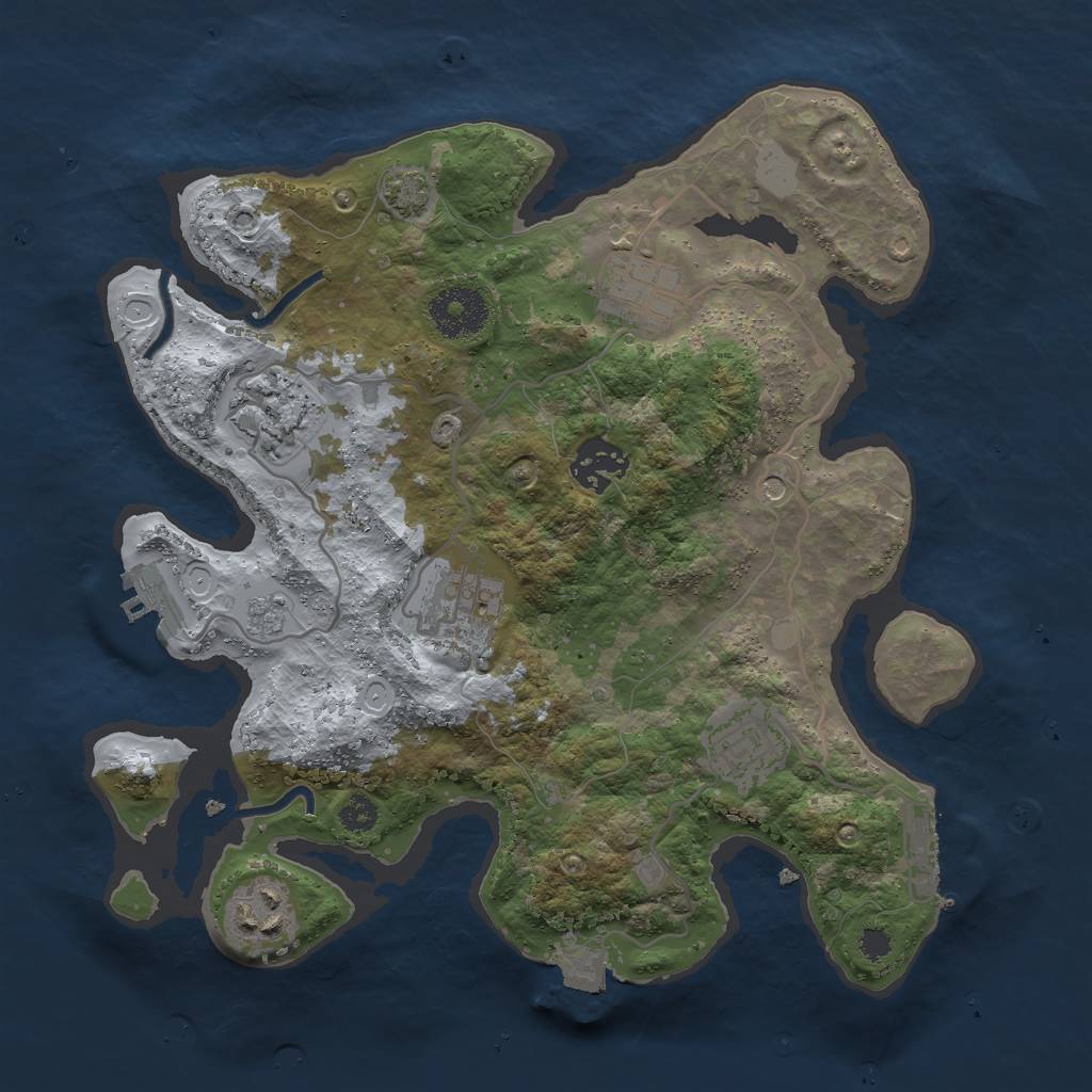Rust Map: Procedural Map, Size: 3000, Seed: 15253, 14 Monuments
