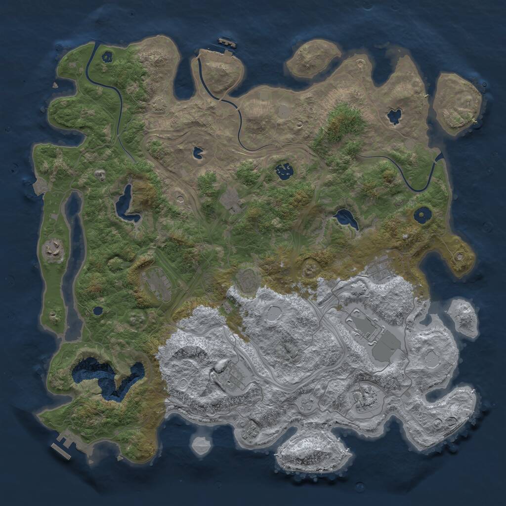 Rust Map: Procedural Map, Size: 4500, Seed: 992216380, 16 Monuments