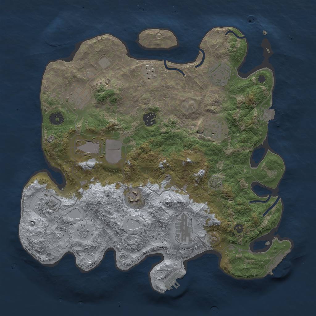 Rust Map: Procedural Map, Size: 3500, Seed: 495901981, 17 Monuments