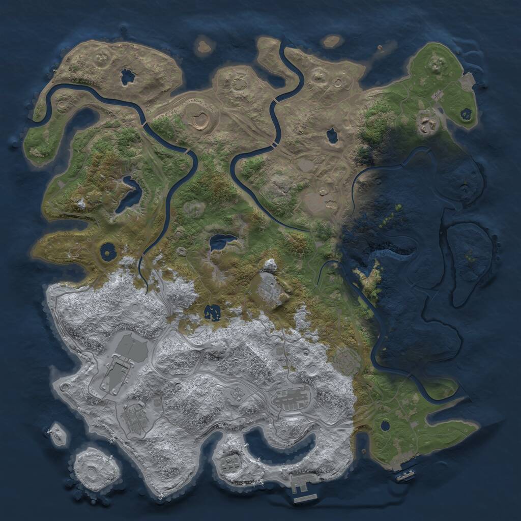 Rust Map: Procedural Map, Size: 4500, Seed: 260772, 16 Monuments