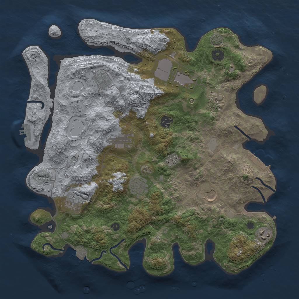 Rust Map: Procedural Map, Size: 3700, Seed: 317901351, 18 Monuments