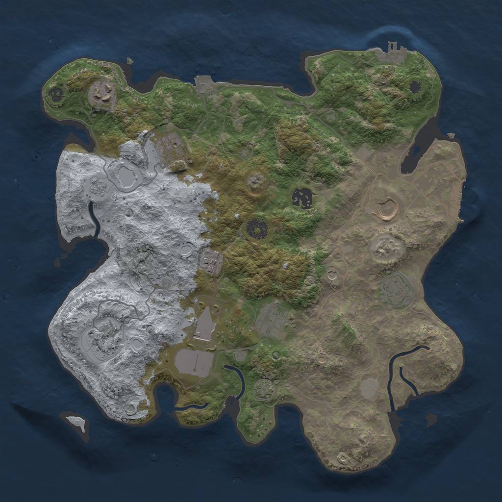 Rust Map: Procedural Map, Size: 3500, Seed: 734133083, 17 Monuments