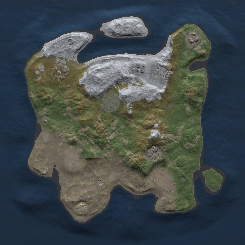 Rust Map: Barren, Size: 3000, Seed: 1989977, 11 Monuments