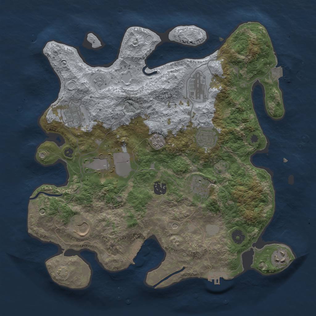 Rust Map: Procedural Map, Size: 3500, Seed: 1222554111, 17 Monuments