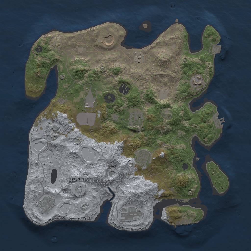 Rust Map: Procedural Map, Size: 3500, Seed: 427194965, 18 Monuments