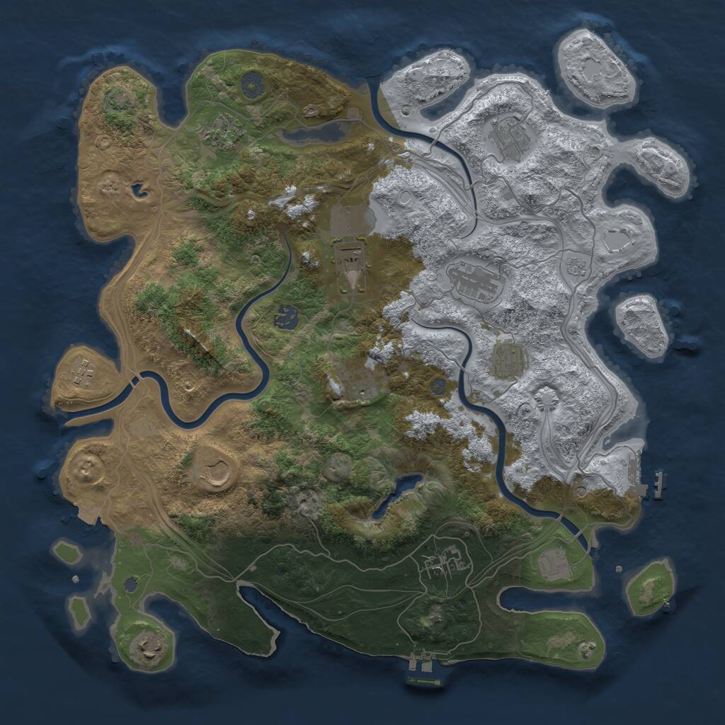 Rust Map: Procedural Map, Size: 4250, Seed: 932893652, 19 Monuments
