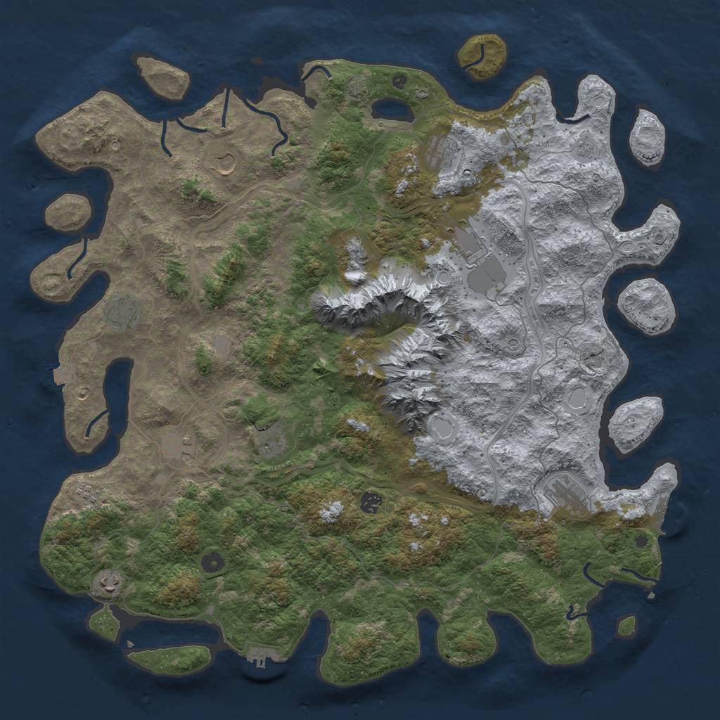 Rust Map: Procedural Map, Size: 5000, Seed: 1381125144, 19 Monuments