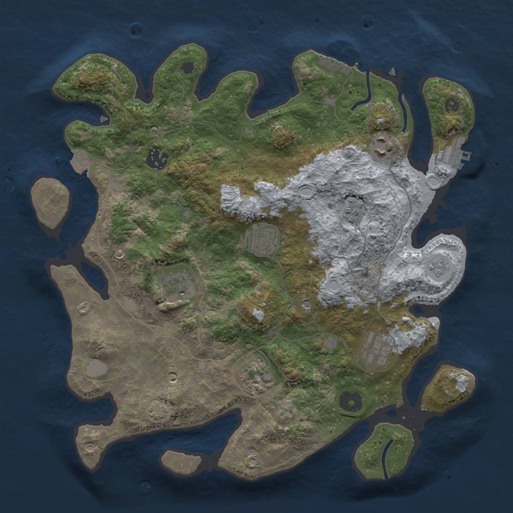 Rust Map: Procedural Map, Size: 3450, Seed: 18349551, 15 Monuments