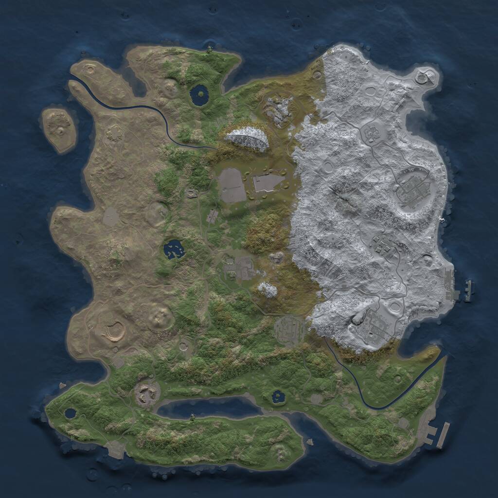 Rust Map: Procedural Map, Size: 3750, Seed: 752617474, 16 Monuments