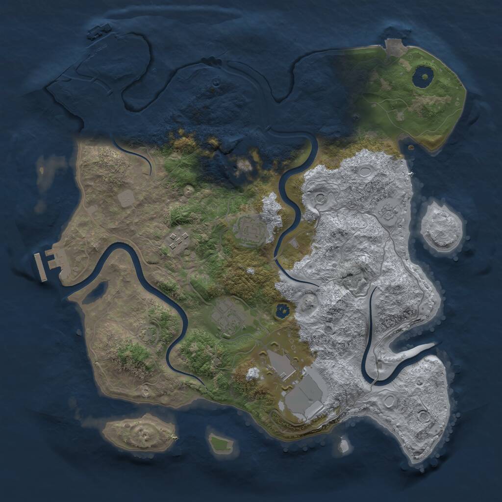 Rust Map: Procedural Map, Size: 3500, Seed: 671240880, 11 Monuments
