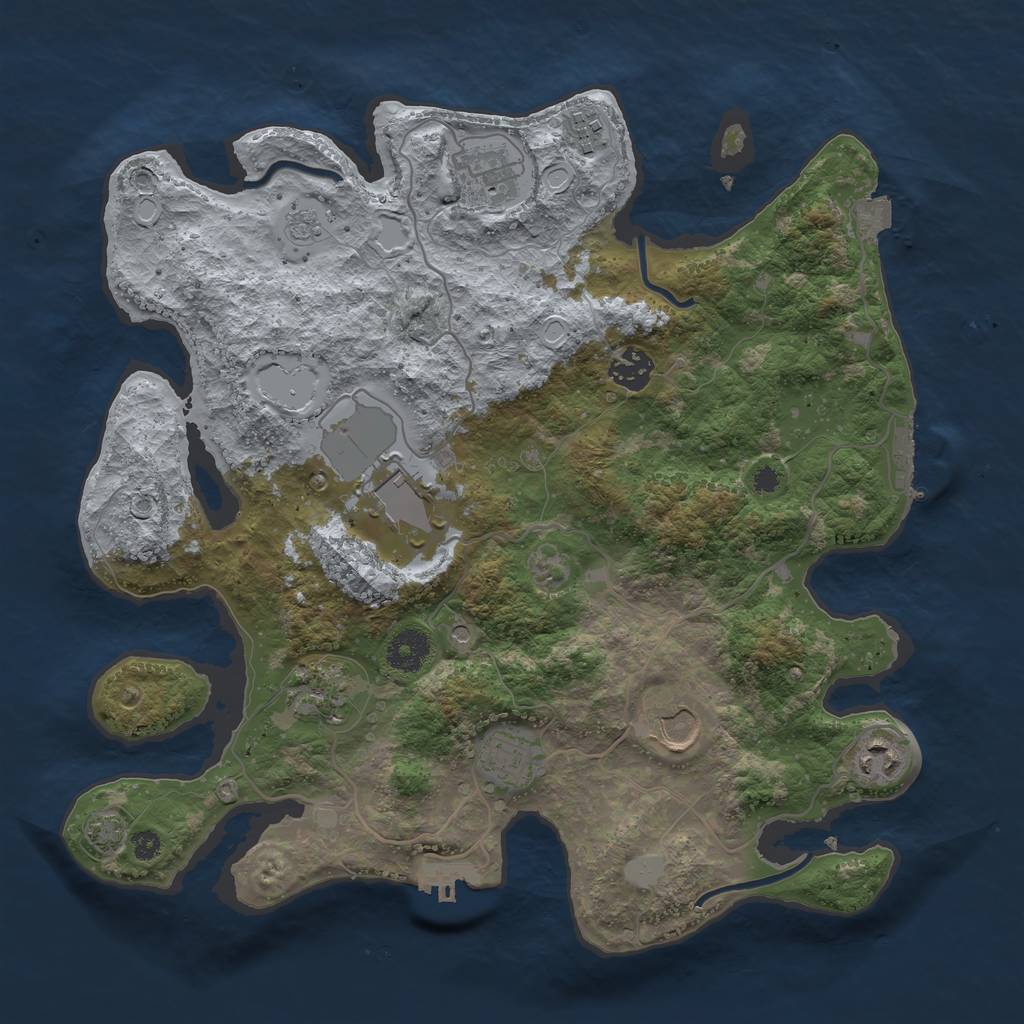 Rust Map: Procedural Map, Size: 3600, Seed: 230803, 16 Monuments