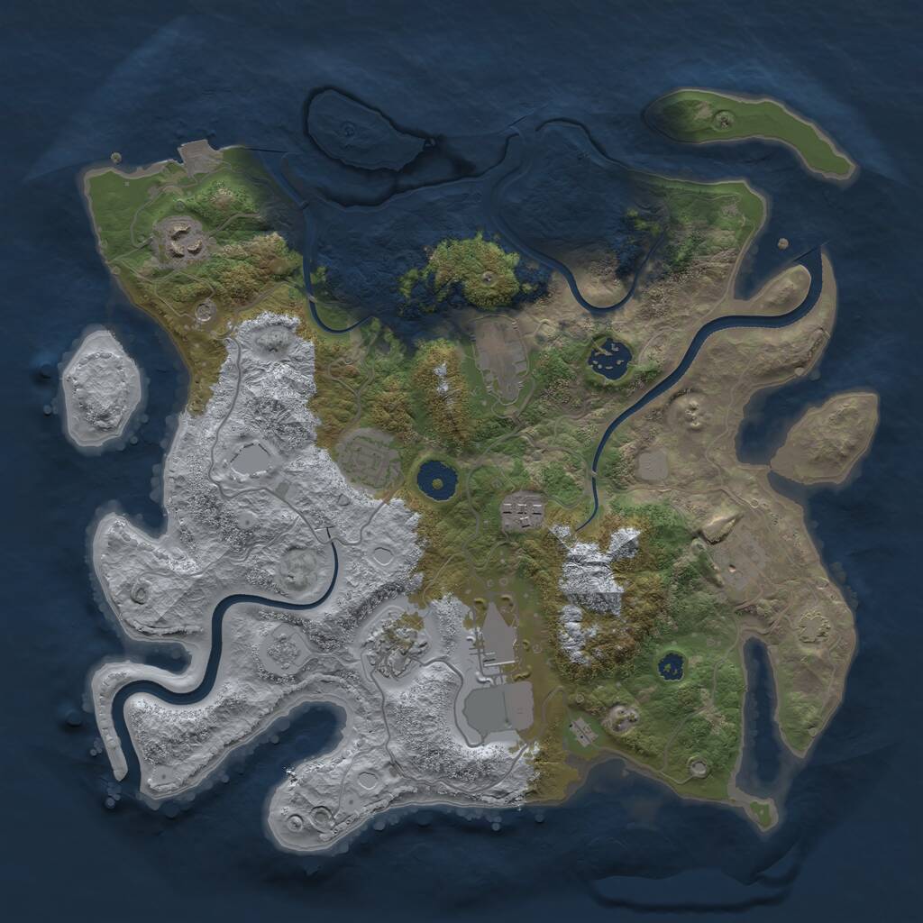 Rust Map: Procedural Map, Size: 3500, Seed: 1366533808, 12 Monuments
