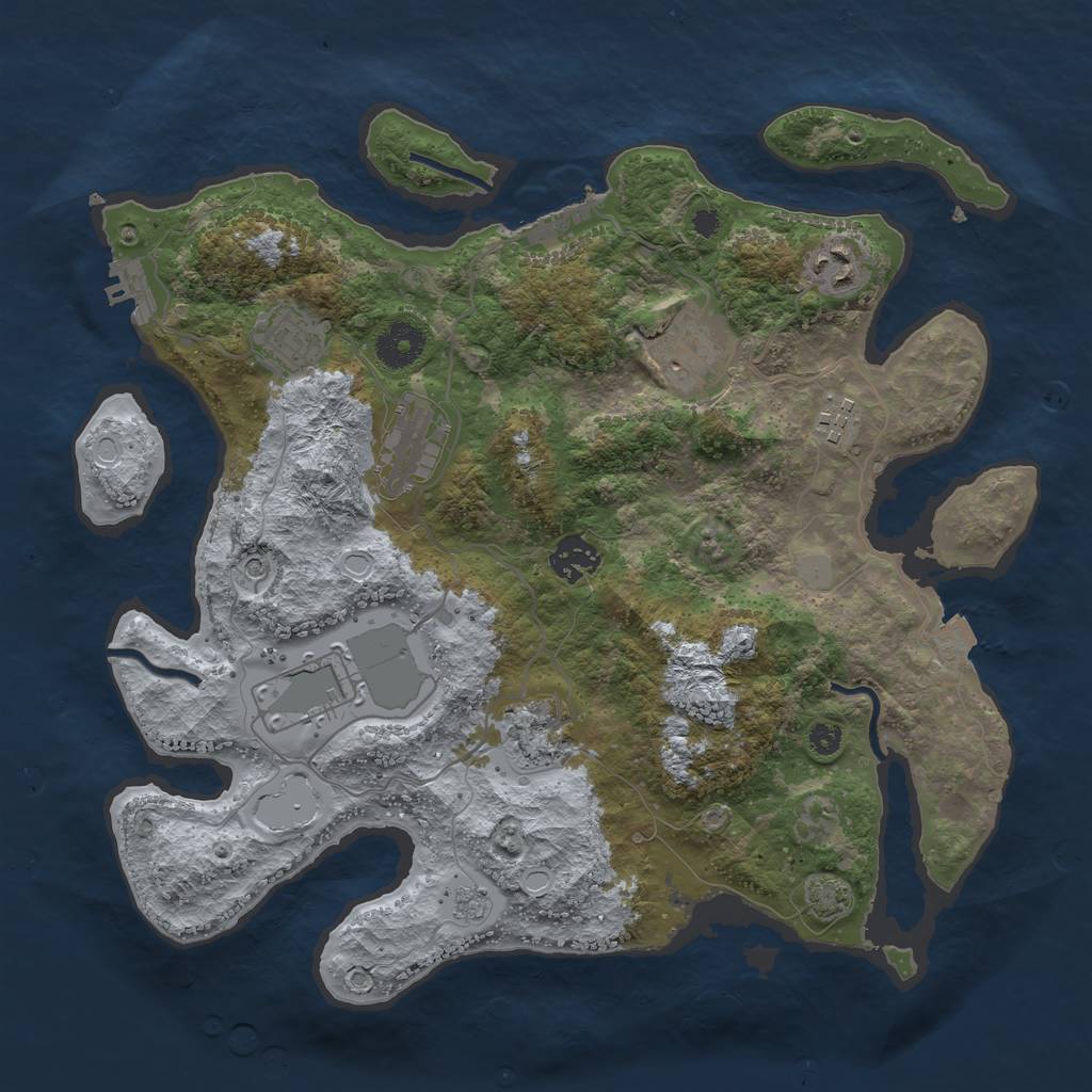 Rust Map: Procedural Map, Size: 3500, Seed: 1366533808, 16 Monuments