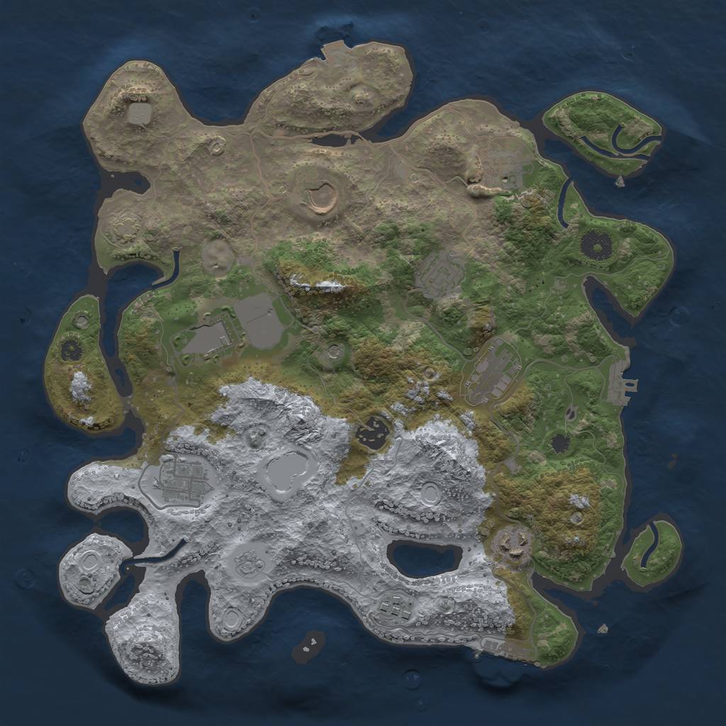 Rust Map: Procedural Map, Size: 3500, Seed: 369461317, 17 Monuments