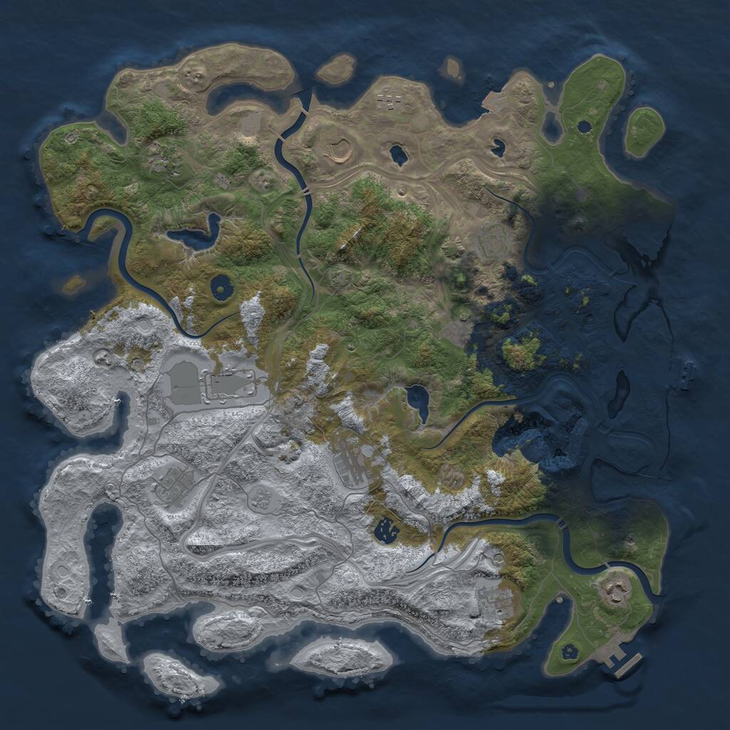 Rust Map: Procedural Map, Size: 4500, Seed: 85478554, 17 Monuments