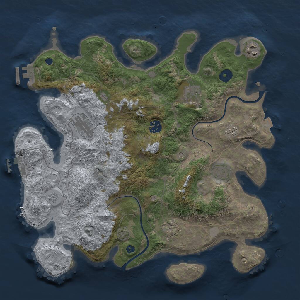 Rust Map: Procedural Map, Size: 3500, Seed: 197153943, 13 Monuments