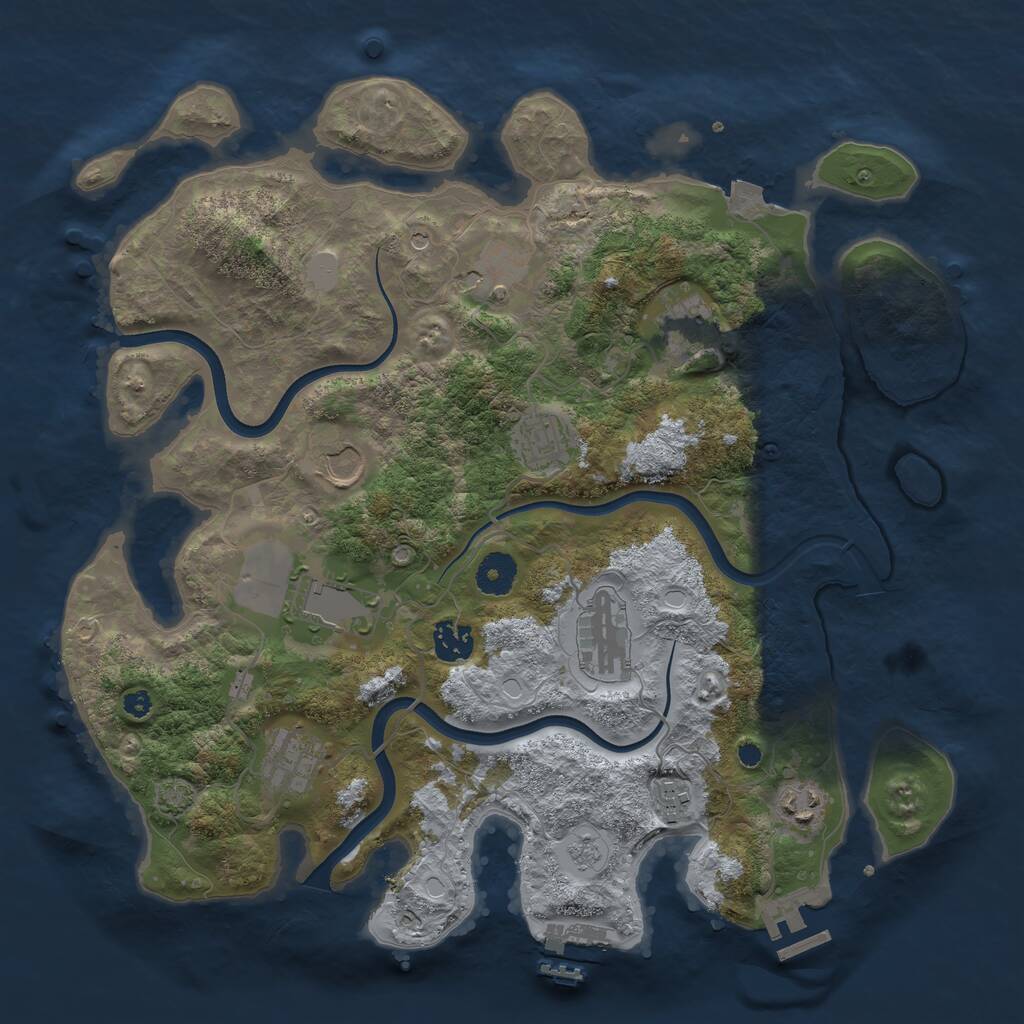 Rust Map: Procedural Map, Size: 3700, Seed: 67911407, 16 Monuments
