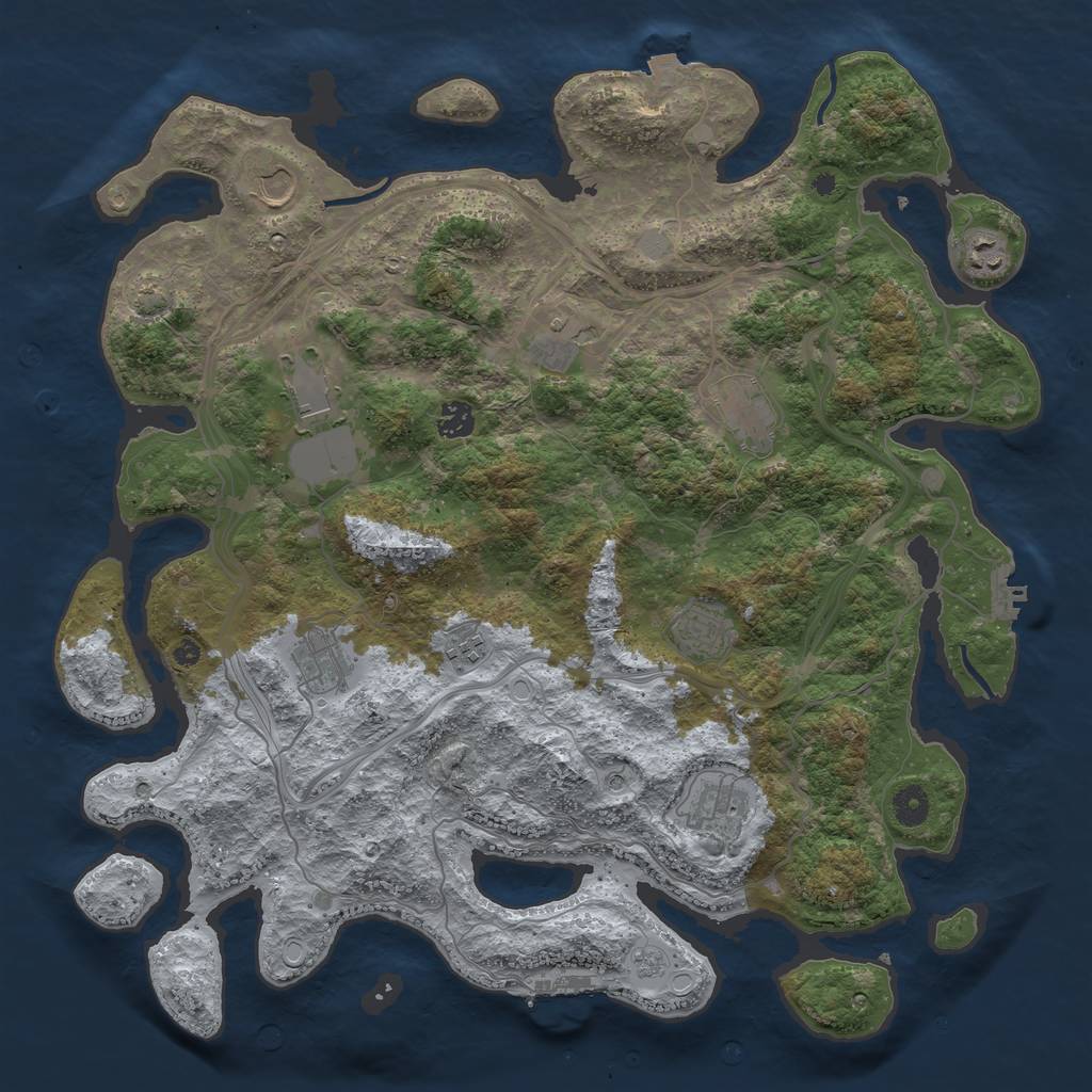 Rust Map: Procedural Map, Size: 4250, Seed: 369461317, 18 Monuments