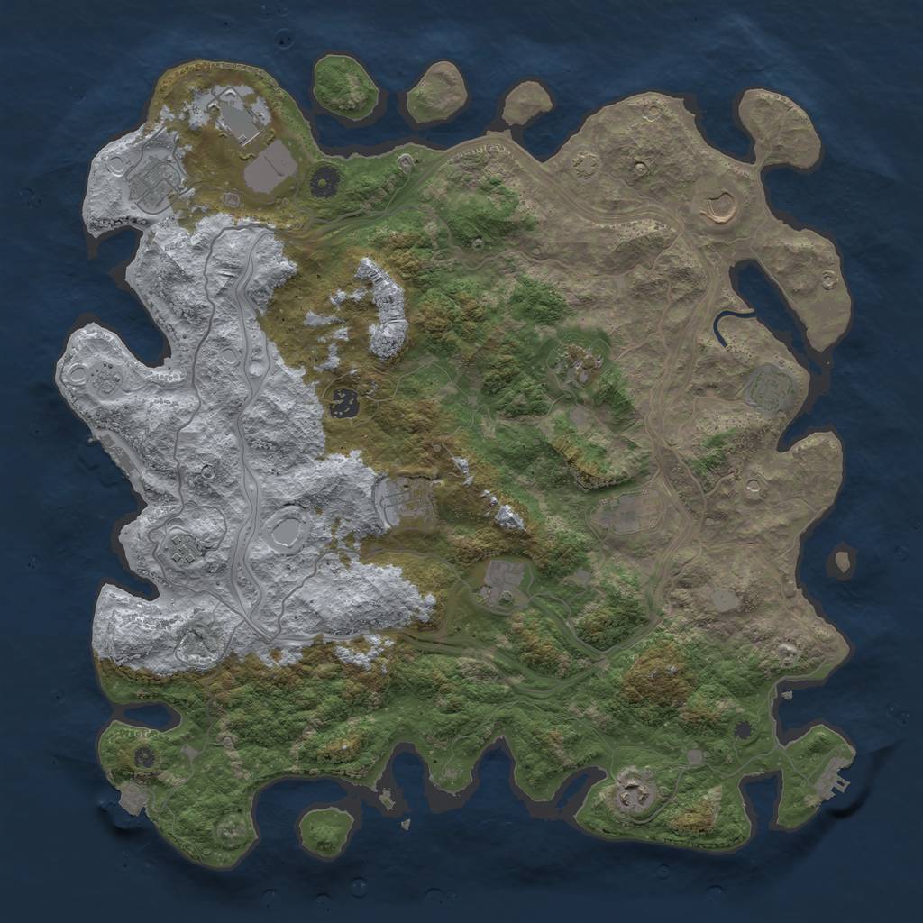 Rust Map: Procedural Map, Size: 4500, Seed: 9834, 19 Monuments