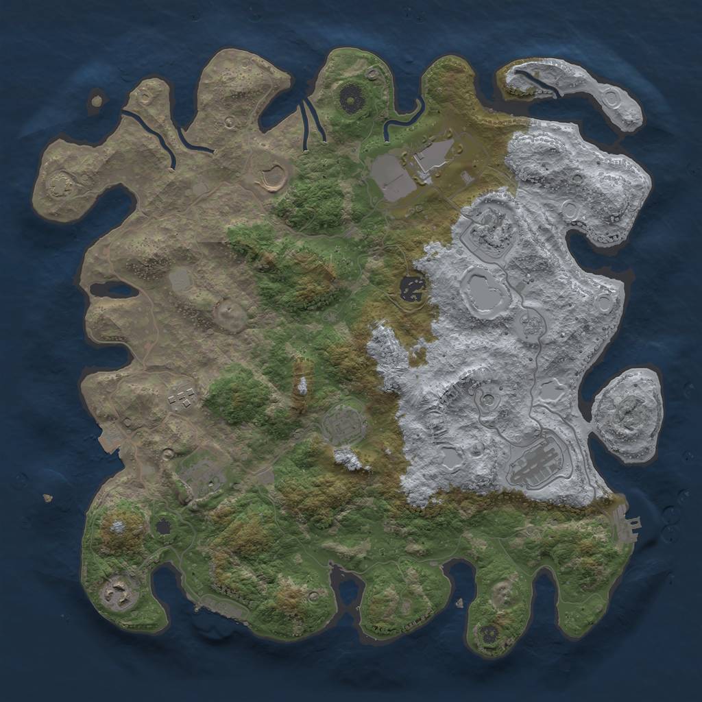 Rust Map: Procedural Map, Size: 3900, Seed: 77209647, 17 Monuments