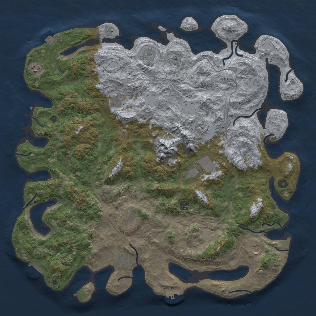 Rust Map: Procedural Map, Size: 5000, Seed: 30431625, 18 Monuments