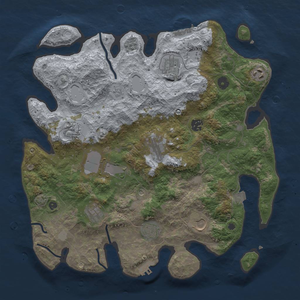 Rust Map: Procedural Map, Size: 3750, Seed: 546526393, 18 Monuments