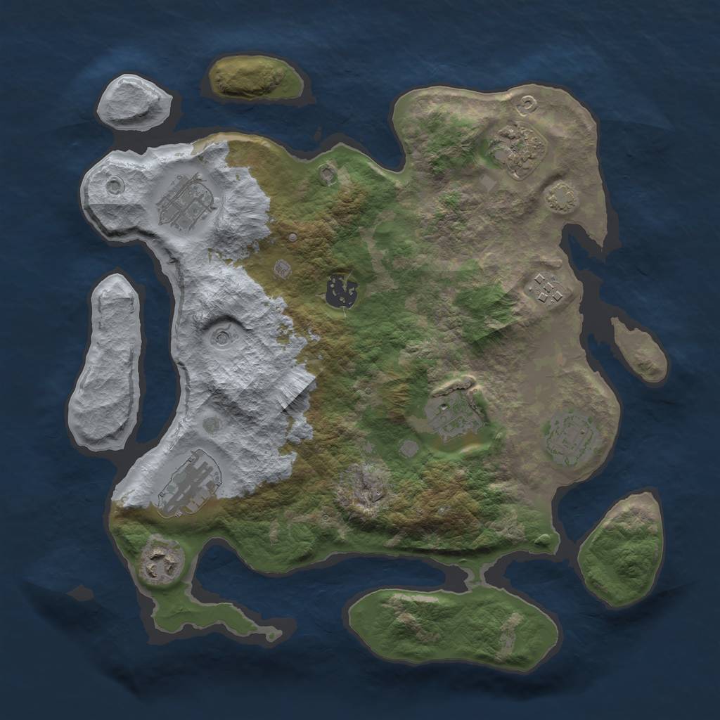 Rust Map: Barren, Size: 3250, Seed: 1310402716, 12 Monuments