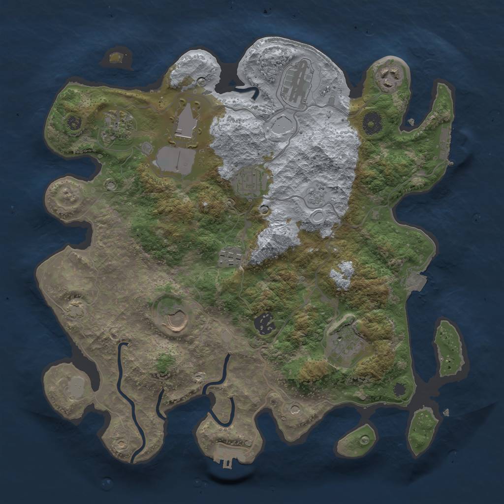 Rust Map: Procedural Map, Size: 3500, Seed: 1198280058, 17 Monuments