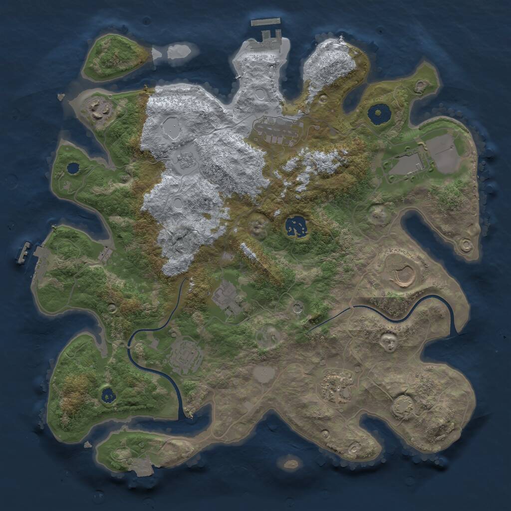 Rust Map: Procedural Map, Size: 3500, Seed: 1810095424, 14 Monuments