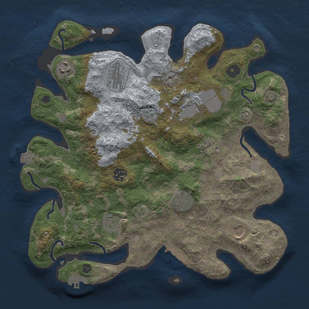 Rust Map: Procedural Map, Size: 3500, Seed: 1810095424, 17 Monuments