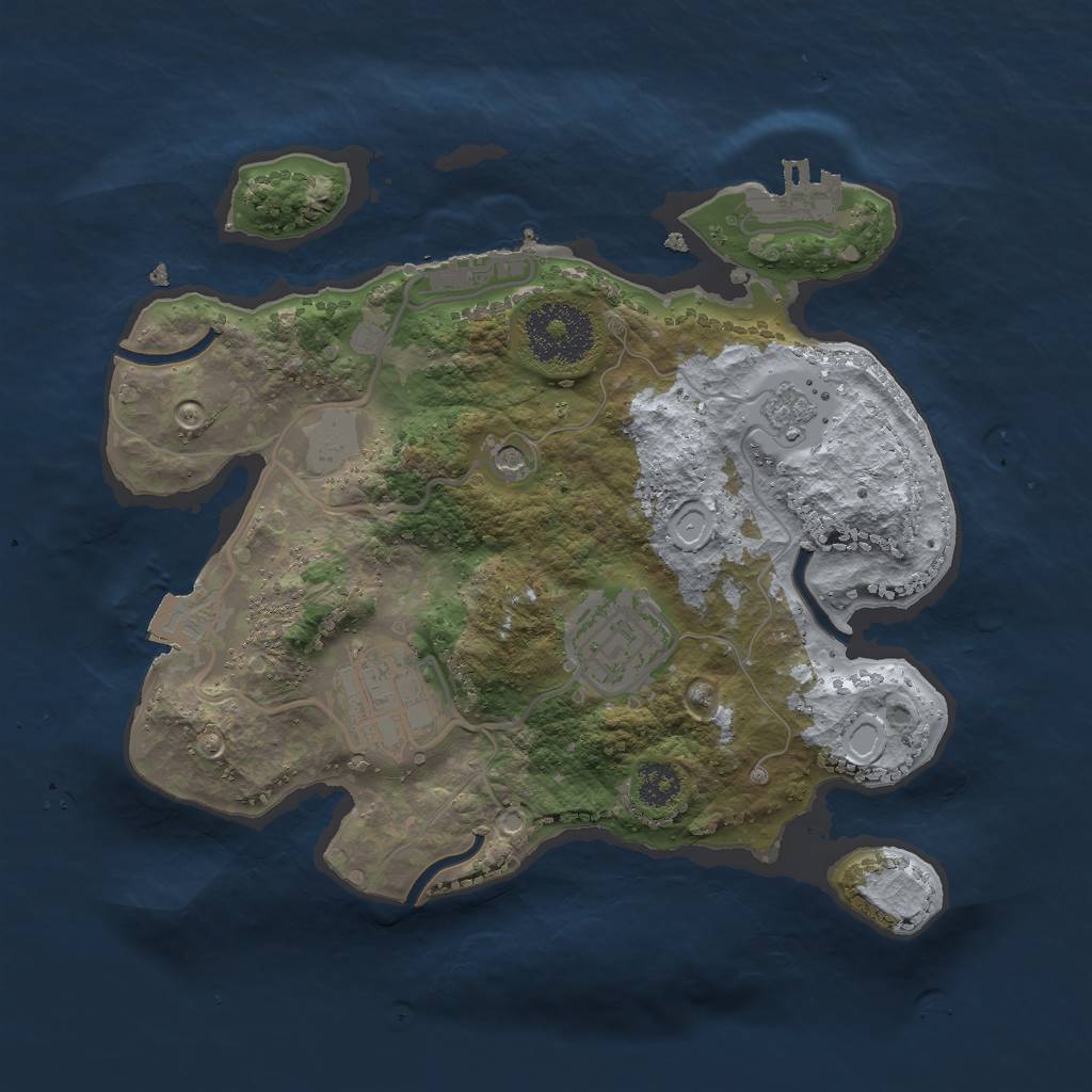 Rust Map: Procedural Map, Size: 2500, Seed: 2147483638, 9 Monuments