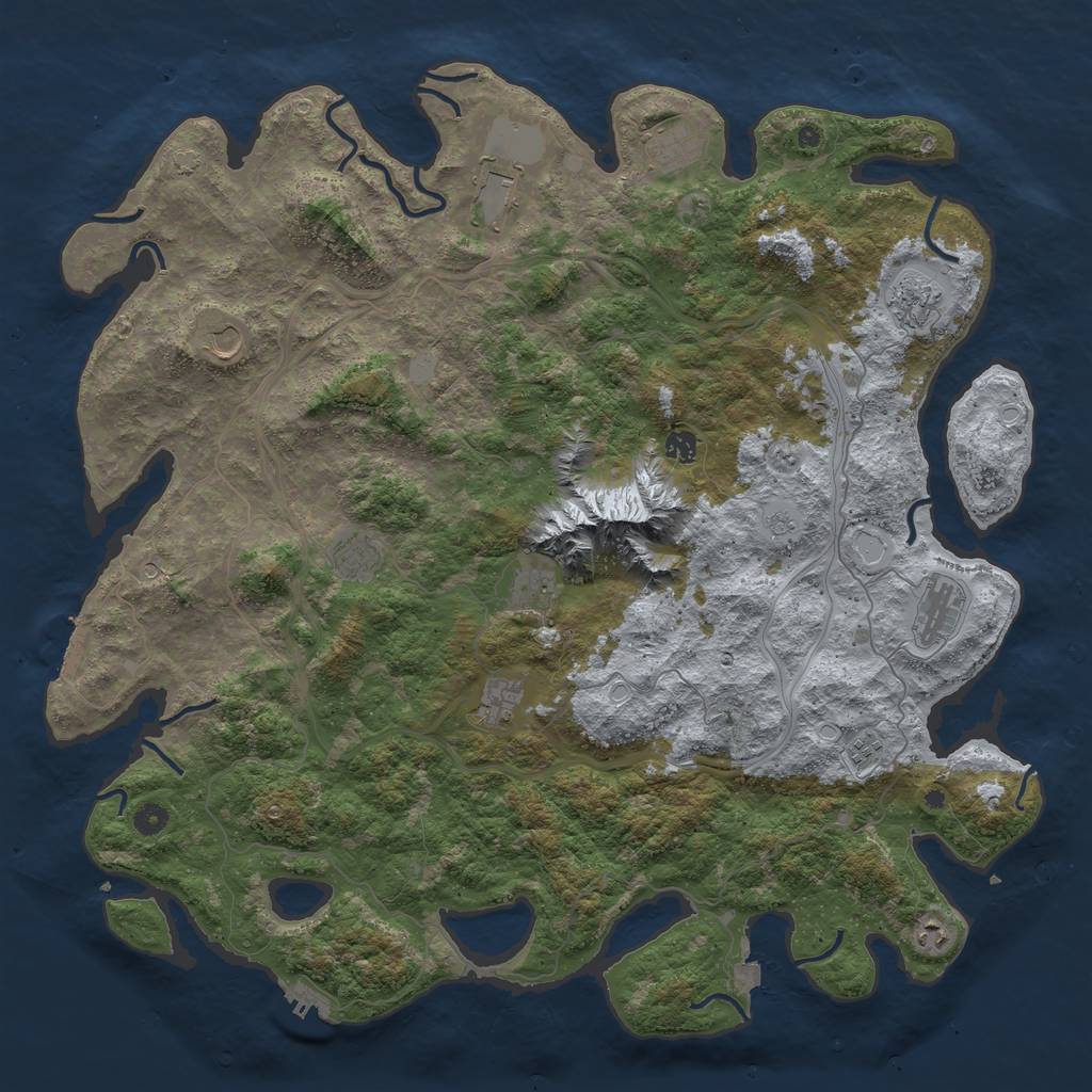 Rust Map: Procedural Map, Size: 5000, Seed: 343534353, 19 Monuments