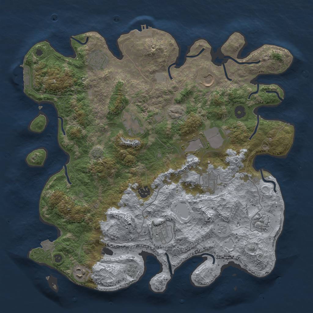 Rust Map: Procedural Map, Size: 3900, Seed: 28090917, 17 Monuments