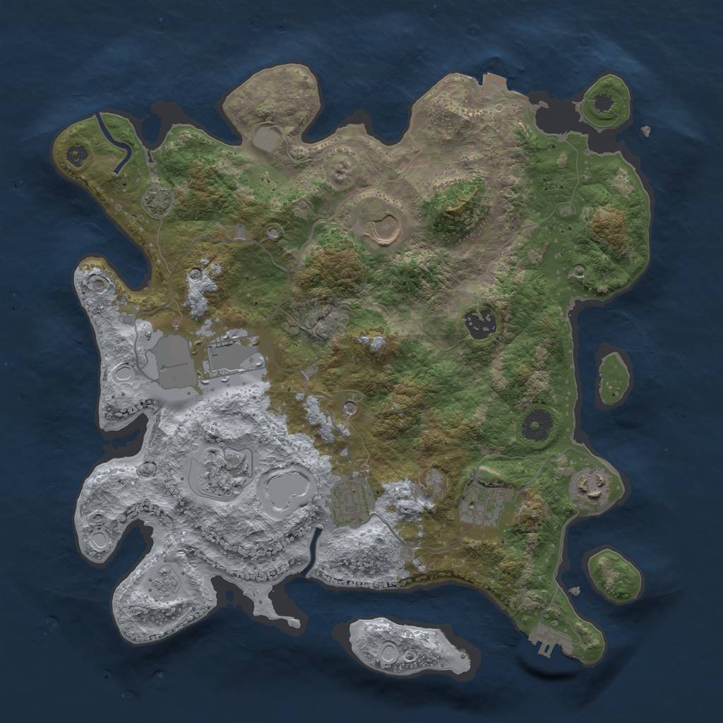 Rust Map: Procedural Map, Size: 3500, Seed: 1291006969, 14 Monuments
