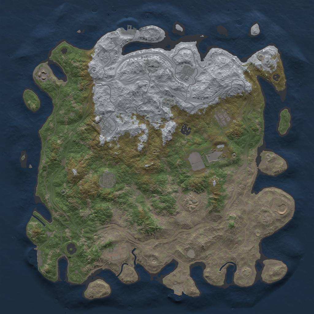 Rust Map: Procedural Map, Size: 4500, Seed: 1351080928, 19 Monuments